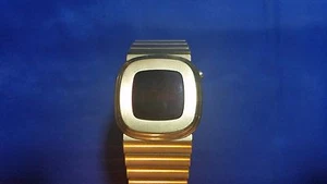 Vintage Concord LED Men's Watch 18K Gold Electroplated Case and Band for parts - Picture 1 of 12