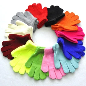 1 Pairs Black+Colours Magic Gloves Kids Boys Girls Children Winter Warm Stretch - Picture 1 of 33