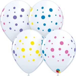 11" Colorful Polka Dots Latex Balloons - Qualatex - 25ct Party Supplies - Picture 1 of 5