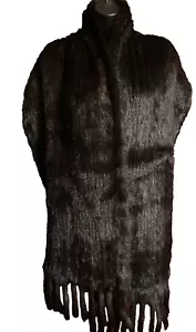 Neu ohne Etikett Nerz Strick Schal Tuch mit Fransen - Bild 1 von 4