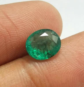 1.93 Ct Natural Lovely Green Zambian Emerald Oval Cut Untreated Nice Quality Gem - Picture 1 of 12