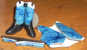 Dollhouse Miniature Prestige Cowgirl Blue Rodeo Boots Vest Belt 1:12 C06-BBV - Picture 1 of 1