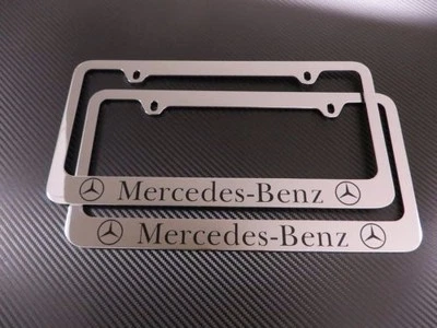 2 Brand New MERCEDES-BENZ chromed METAL license plate frame free screws and caps - Image 1 of 2