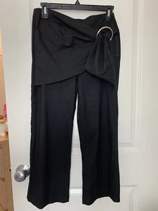 Zara Black Dress Pants Sash Silver Loop Buckle Small Culottes - Picture 1 of 5