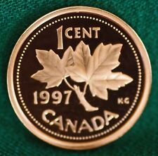 1997 Canada Penny - maple leaf design 1 cent coin bronze minting w proof finish