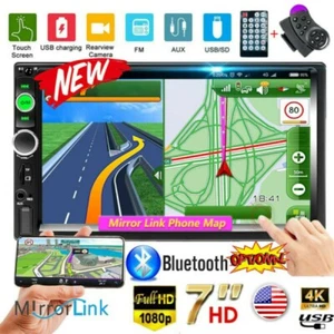 Car Stereo Radio Bluetooth Double 2Din 7" USB FM AUX IN IOS/Android Mirror Link - Picture 1 of 12