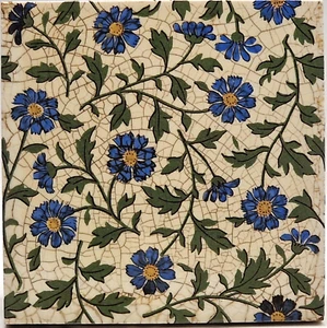 Victorian Fireplace Tile Flower Carpet Design Minton China Works C1890 AE2 - Picture 1 of 3
