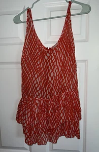 Milly Cabana White Orange Ruffle Silk Coverup Beach Pool Dress size 6 $248 - Picture 1 of 3