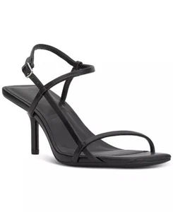 Women's Slingback heeled sandals open square Toe Strappy Kitten Heel size 8 - Picture 1 of 7