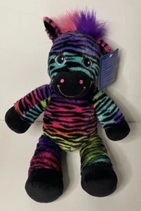Build A Bear Wild Style Zebra Black Rainbow Stripes Stuffed Plush Animal Toy NWT - Picture 1 of 14