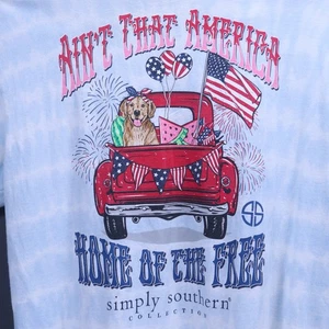 Simply Southern blaues Shirt Hund Abholung Aint that America Damen XL gemessen - Bild 1 von 5