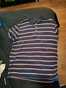 Cherokee Navy Blue With Red Stripes Short Sleeve Collar Size XL Shirt - Picture 1 of 8