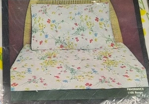Vintage 70s Fieldcrest Fragrance Double Flat Sheet Floral 50/50 Percale USANew - Picture 1 of 14