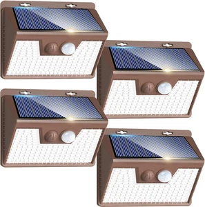 6Pack Brown Solar Motion Sensor Lights Outdoor Waterproof 140LED Cool White - Picture 1 of 12