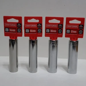 CRAFTSMAN 1/2 IN DRIVE METRIC 12 POINT DEEP SOCKETS 14 - 17 MM SIZES  CHROME - Bild 1 von 13