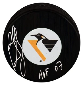 Ron Francis Signed Penguins Retro Logo Hockey Puck w/HOF'07 - (SCHWARTZ COA) - Picture 1 of 1