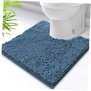 Toilet Rugs U-Shaped,Super Absorbent Chenille Bathroom Rugs 20"x 20" Fog Blue - Picture 1 of 8