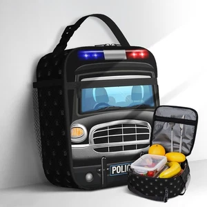 Police Car Lunch Bag for Kids Tolder Cute Cartoon Black Car Lunch Box Reusabl... - Bild 1 von 7