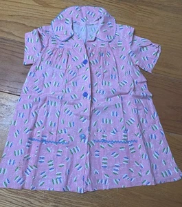 Vtg 60s Mod Colorful Print Maternity Smock Top Button Front Pockets Handmade - Picture 1 of 14