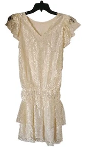 Vintage Ivory Cream Drop Waist Lace Dress Size 7/8 - Picture 1 of 14