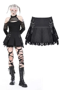 DARK IN LOVE Negro Gótico Punk Rock Ojales Gota Tul Mini Falda Steampunk Fiesta - Imagen 1 de 17