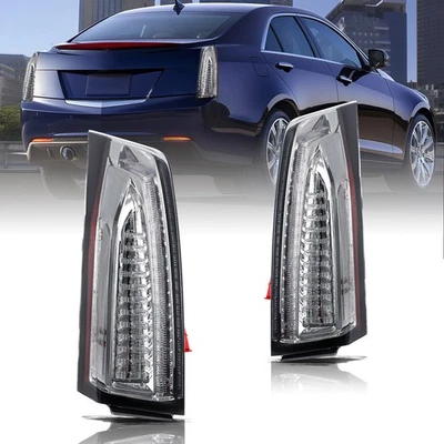  Tail Lights Clear Lens Black Housing LED L+R For 2013-2018 Cadillac ATS ATS-V  - Image 1 of 4