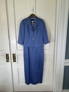 Vtg. 90s Alex Evenings 2 Piece Dress Suit Womens Size 6P Periwinkle Rhinestone - Picture 1 of 18