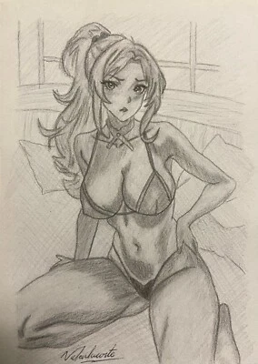 DIBUJO GRAFITO ORIGINAL HECHO A MANO VALENTINARTE ESTUDIO MUJER SEXY BELLEZA MANGA Foto 1 de 4