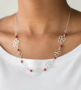 Paparazzi Necklace - Always Abloom - Red (Floral, Charming, Whimsical) - Picture 1 of 8