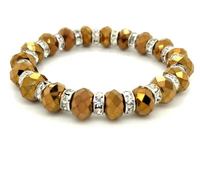 Золотой цвет граненая смола кристалл бисером эластичный браслет австрийский чешский CZ - Изображение 1 из 2