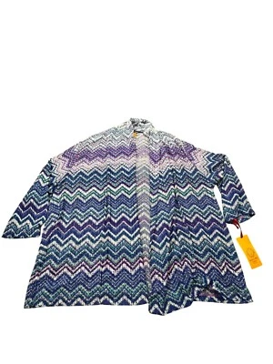 Ruby Rd. Womans 3X Plus Boho Chic 2015 Multicolor Zigzag Cardigan NWT - Image 1 of 4