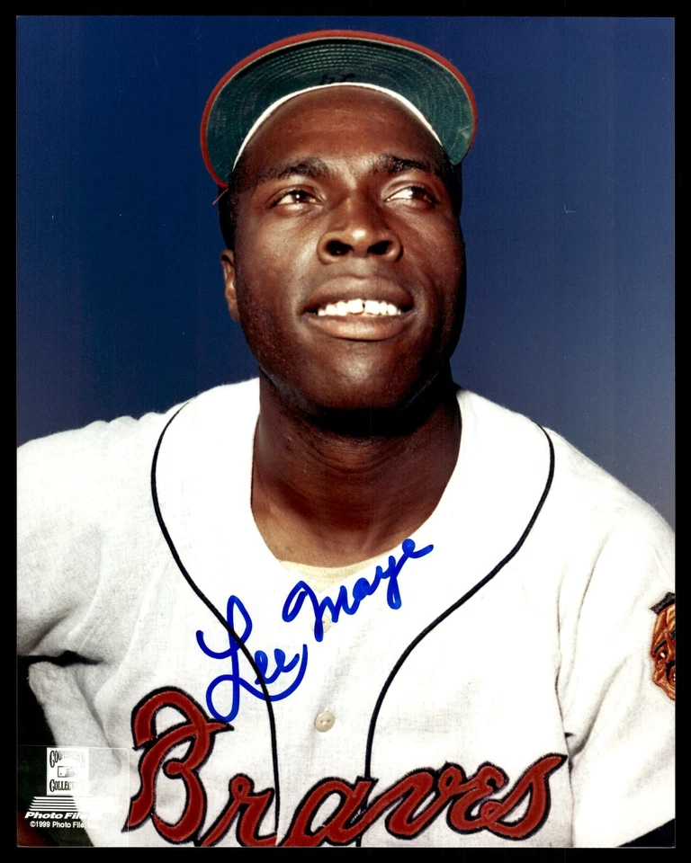 LEE MAYE SIGNED 8X10 PHOTO - MILWAUKEE BRAVES - Image 1 of 1