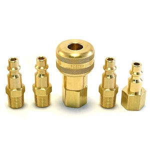 5 pz set accoppiatore rapido ottone massiccio raccordi connettore tubo aria 1/4 spina utensili NPT - Foto 1 di 12