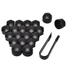 19mm GLOSS BLACK ALLOY WHEEL NUT BOLT COVERS CAPS UNIVERSAL SET FOR ANY CAR