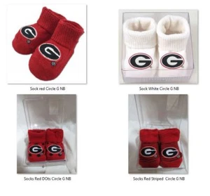 NCAA Georgia Bulldogs Newborn Kids Baby Booties and Socks Two Feet Ahead - Picture 1 of 13