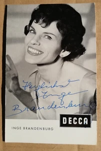 INGE BRANDENBURG - AUTOGRAMMKARTE mit ORIGINAL AUTOGRAMM - ca. 14 x 9 cm - Picture 1 of 2