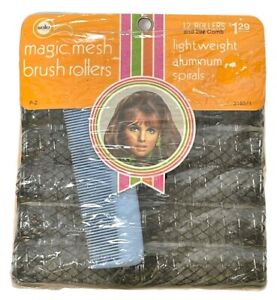 1970 Solo 12 Magic Mesh Aluminum Brush Rollers w/ Blue Comb P-2 NOS
