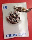 Vintage Sterling Silver Souvenir Charm 3D Pirate Ship Mackinac Island MI Boat 