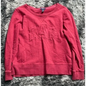 Gap Pullover Sweatshirt Embossed Logo Crew Neck Casual Top Red Size M - Picture 1 of 3