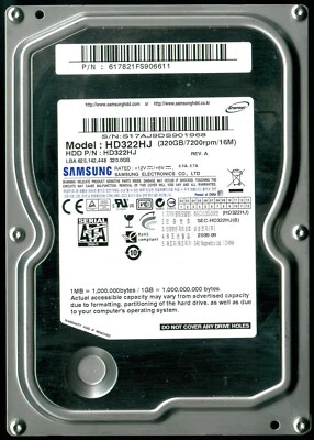 Samsung HD322HJ, 3.5"/320GB/7200rpm/16M, FW: 1AC01118, China, date 2009/09 - Image 1 of 4
