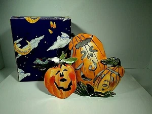 BLUE SKY HEATHER GOLDMIINC HALLOWEEN GHOST PUMPKIN/SPIDER FIGURINE/TEA LITE 2002 - Picture 1 of 9