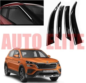 Door Visor Rain Visor Wind Deflector Silver Line For Skoda Kushaq (Set of 4 Pcs) - Picture 1 of 6