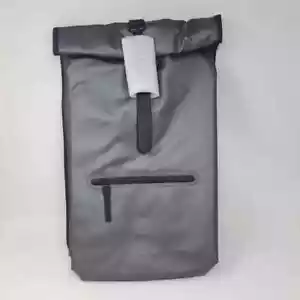 RAINS Rolltop Rucksack RFID Reiserucksack Camping Wasserdicht Metallic Grau - Bild 1 von 4
