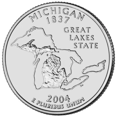 2004 D Michigan State Quarter.  Uncirculated From US Mint roll. - Image 1 of 3