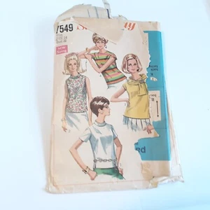 Simplicity 7549 Misses Over Blouse and Scarf Size 14 Bust 36 Pattern Cut - Picture 1 of 2