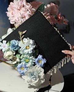 Graduation Cap, graduation Gift Handmade Flower Floral decoration Aesthetic - Picture 1 of 3