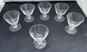 Steuben Crystal - 6 Air Twist Liquor Cocktail Glasses 8011 Felt Bags Signed - Picture 1 of 11