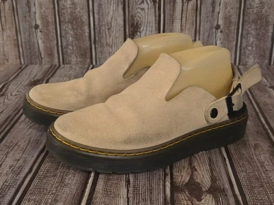 Sz 7 US/ 38 EU Dr. Martens Carlson Womens Sand Suede Ankle Strap Clogs Boots - Image 1 of 4