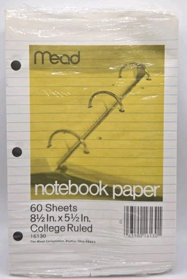 Nuevo papel cuaderno vintage 60 hojas con reglas universitarias hidromiel 8-1/2" × 5-1/2" 16130 Foto 1 de 3