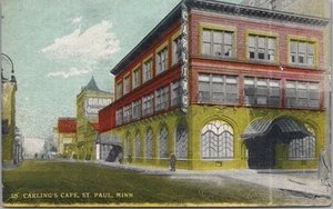 c1910s St. Paul, Minnesota Postkarte "CARLING'S CAFE" Downtown Street Scene - Bild 1 von 2
